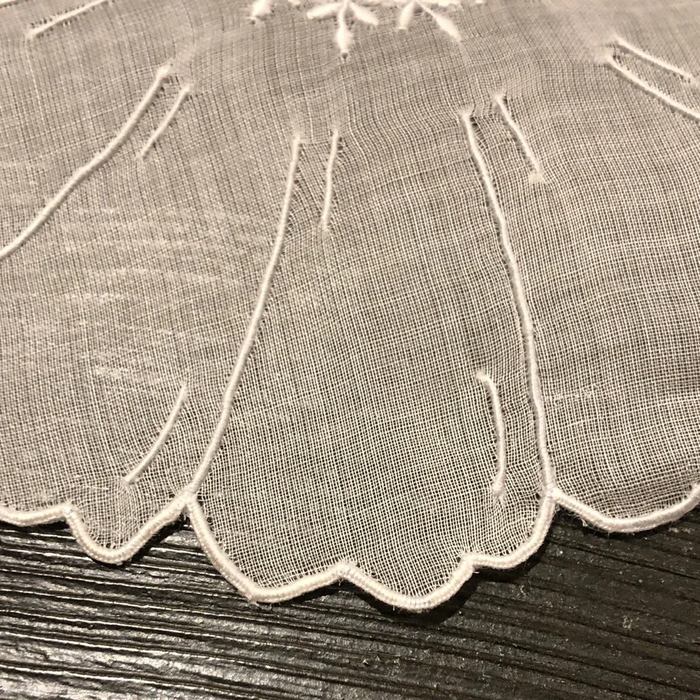 White Sheer Embroidered Floral Doilies– Set of 7